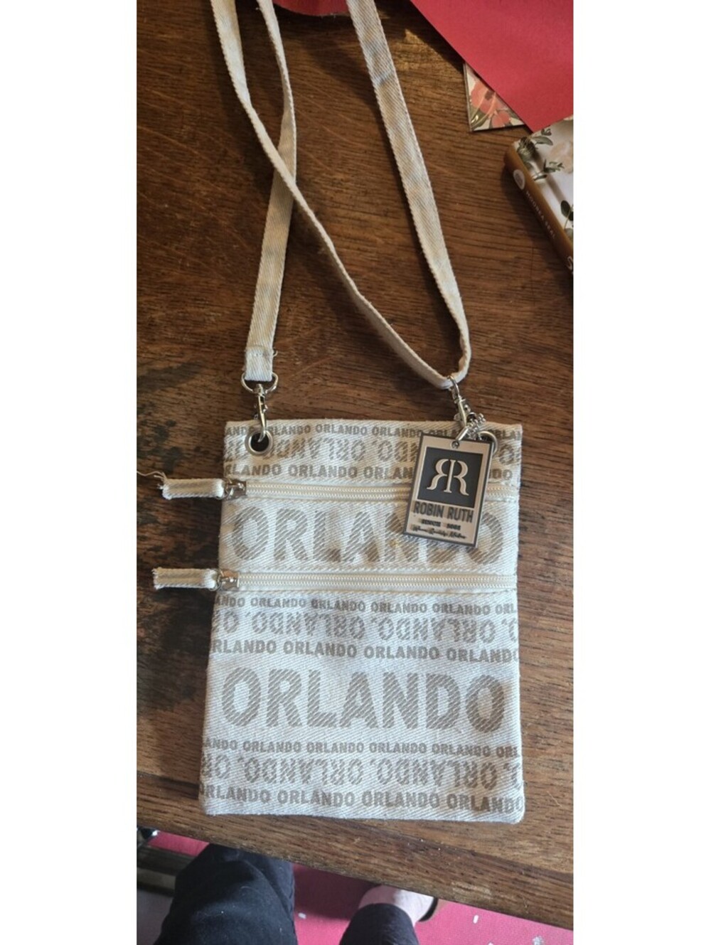 Robin Ruth Orlando Small Crossbody Bag Off White Vintage Sketch Style Design